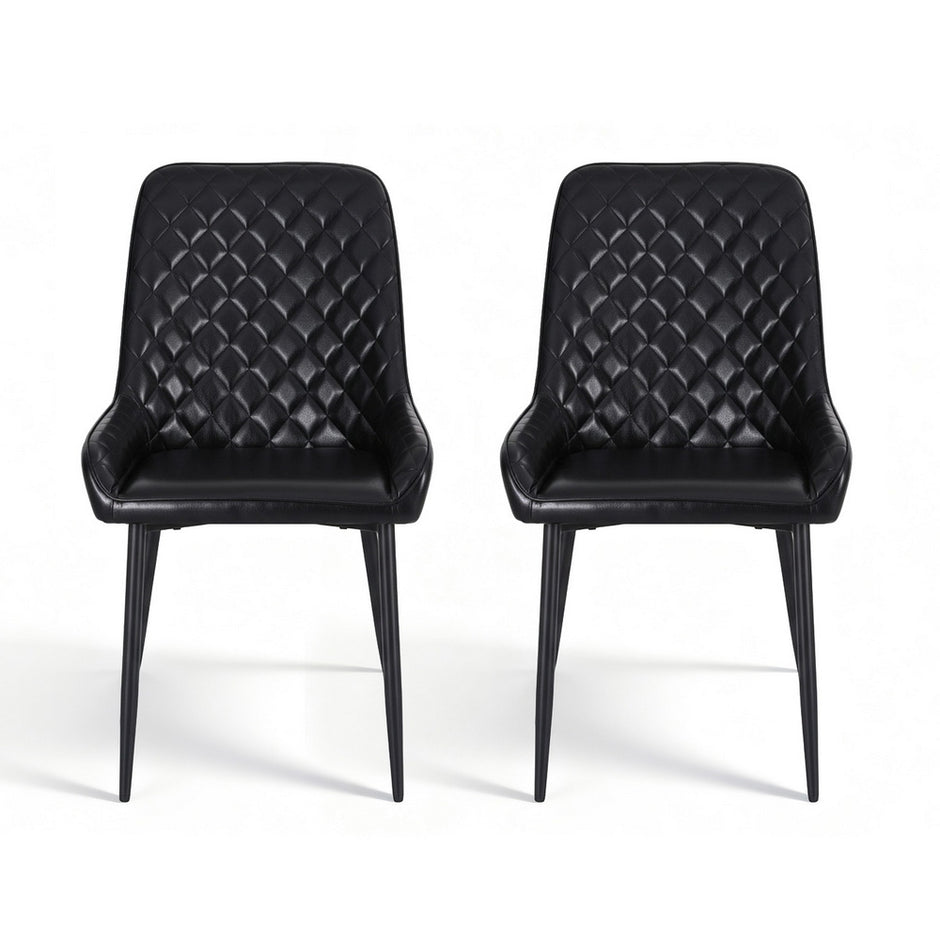 Artiss 2x Dining Chairs Retro PU Leather Kitchen Lounge Cafe Accent Chair Black