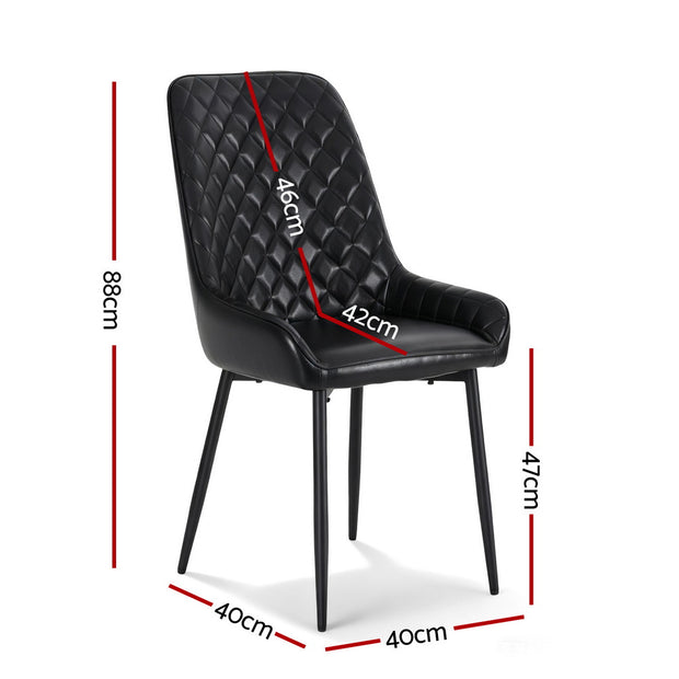 Artiss 4x Dining Chairs Retro PU Leather Kitchen Lounge Cafe Accent Chair Black