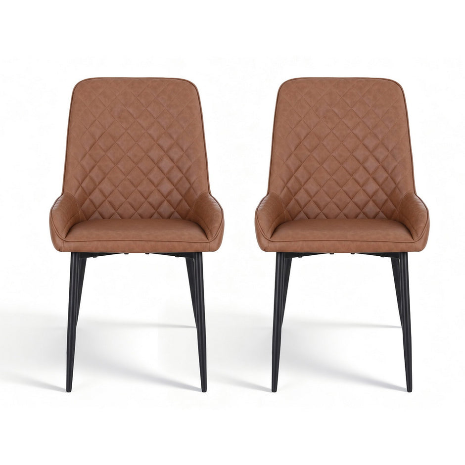 Artiss 2x Dining Chairs Retro PU Leather Kitchen Lounge Cafe Accent Chair Brown