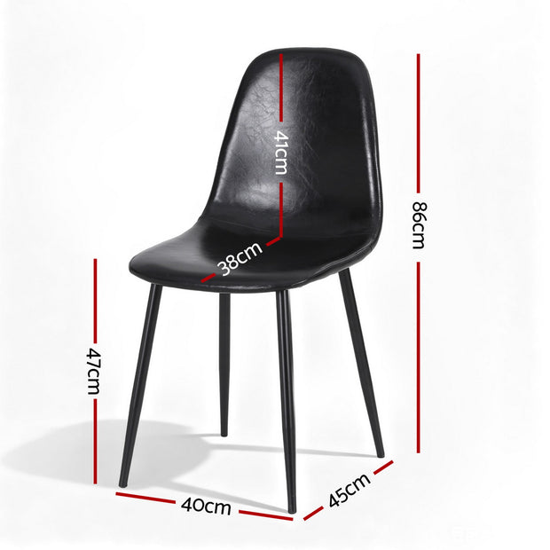 Artiss 2x Dining Chairs Retro PU Leather Kitchen Lounge Cafe Accent Chair Black