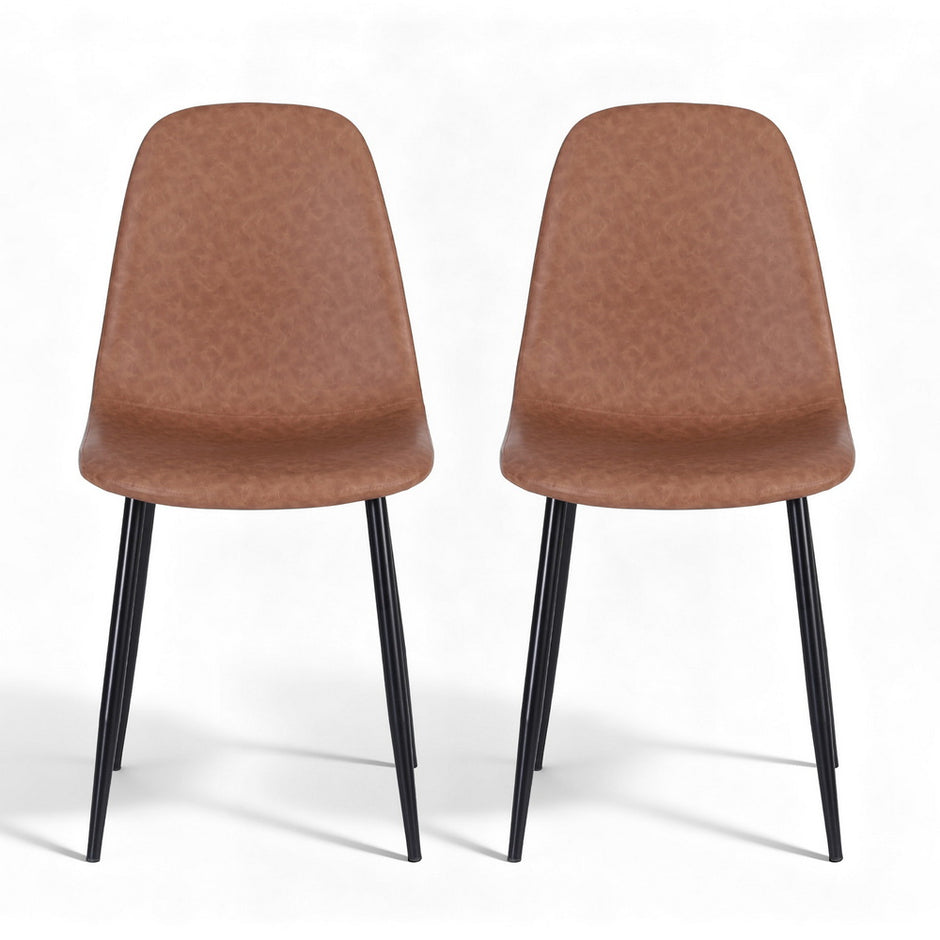 Artiss 2x Dining Chairs Retro PU Leather Kitchen Lounge Cafe Accent Chair Brown
