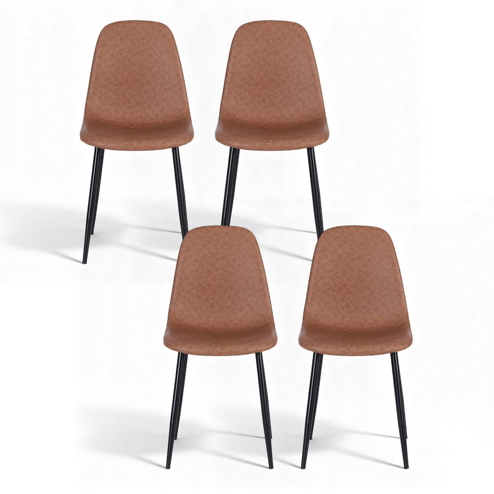 Artiss 4x Dining Chairs Retro PU Leather Kitchen Lounge Cafe Accent Chair Brown