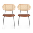 Artiss 2x Dining Chairs PU Leather Rattan Kitchen Lounge Cafe Accent Chair Brown