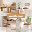 Artiss 2x Dining Chairs PU Leather Rattan Kitchen Lounge Cafe Accent Chair Brown