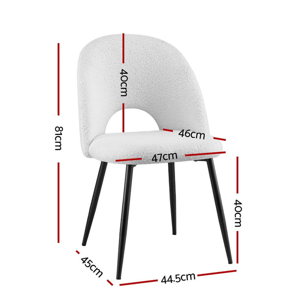 1 Set of 2 Artiss Dining Chair Boucle Sherpa