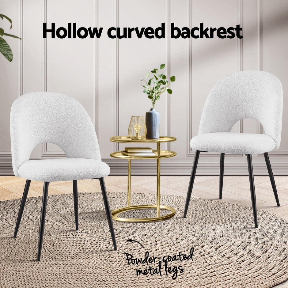1 Set of 2 Artiss Dining Chair Boucle Sherpa