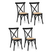 Artiss 4x Dining Chairs Rattan Wooden Kitchen Accent Chair Cafe Lounge Rubber Wood