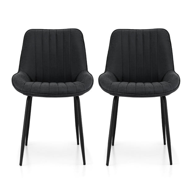 Artiss 2x Dining Chairs Retro PU Leather Kitchen Lounge Cafe Accent Chair Black