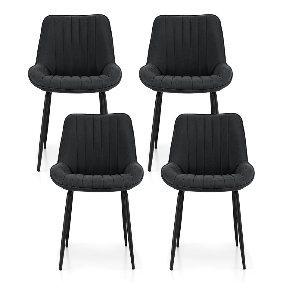 Artiss 4x Dining Chairs Retro PU Leather Kitchen Lounge Cafe Accent Chair Black