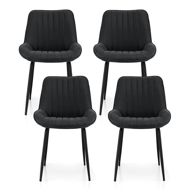 Artiss 4x Dining Chairs Retro PU Leather Kitchen Lounge Cafe Accent Chair Black