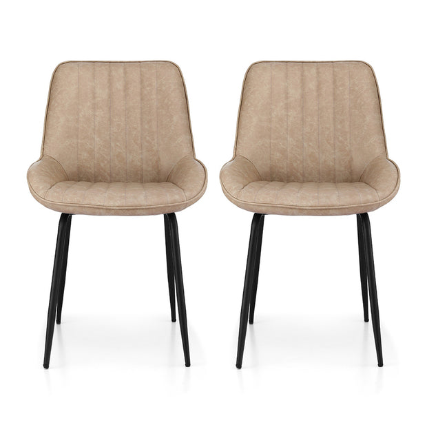Artiss 2x Dining Chairs Retro PU Leather Kitchen Lounge Cafe Accent Chair Khaki