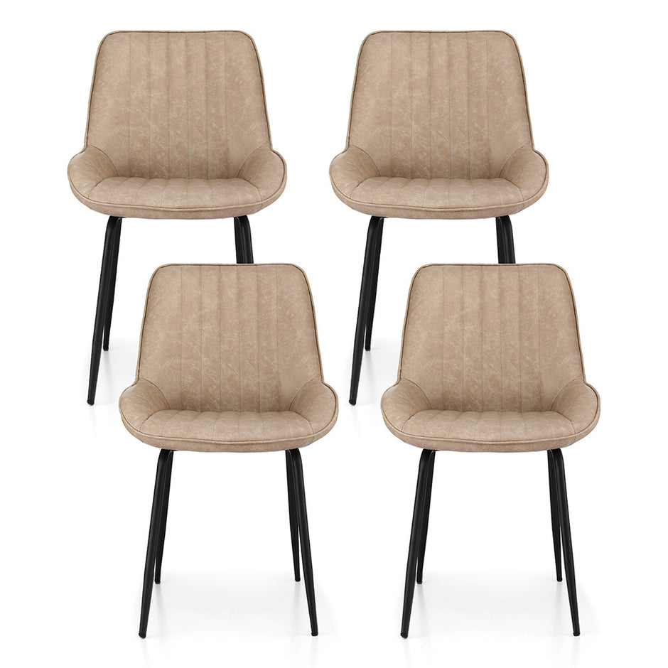 Artiss 4x Dining Chairs Retro PU Leather Kitchen Lounge Cafe Accent Chair Khaki