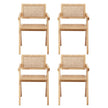 Artiss 4x Dining Chairs Wooden Rattan Seat Rubber Wood Frame