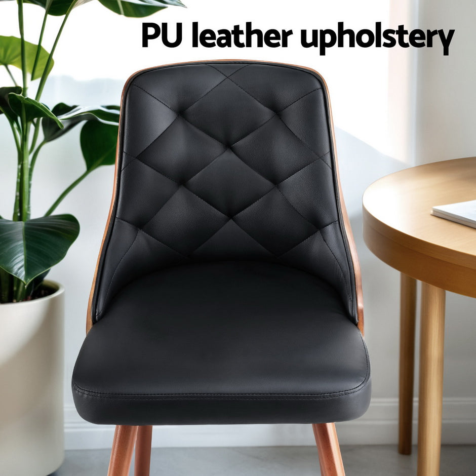 1 Set of 4 Artiss Dining Chairs Black PU
