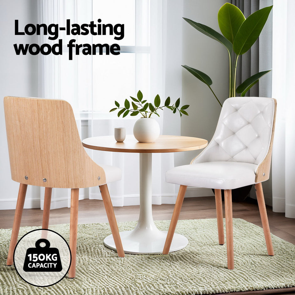 1 Set of 4 Artiss Dining Chairs White PU