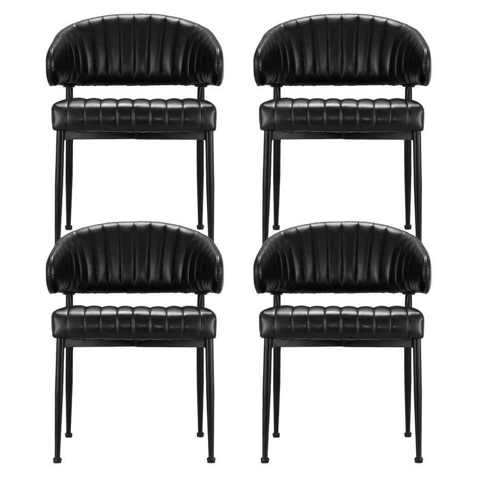 Artiss Dining Chairs Set of 4 Leather Hollow Armchair Black