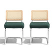 Artiss Dining Chairs Set of 2 Velvet Rattan Cantilever Green