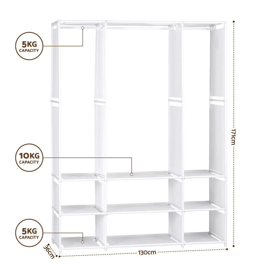Artiss Large Portable Clothes Closet Wardrobe with Open Shelf White