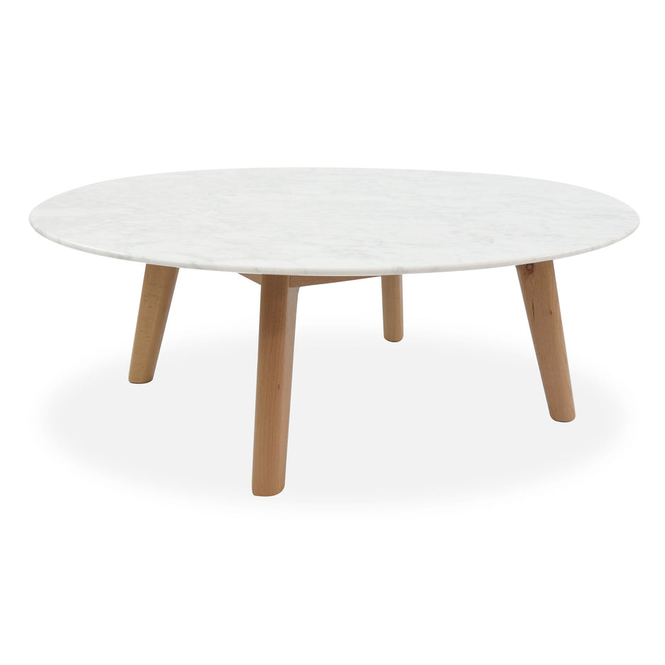 CCF1037 100cm Marble Round Coffee Table - Natural