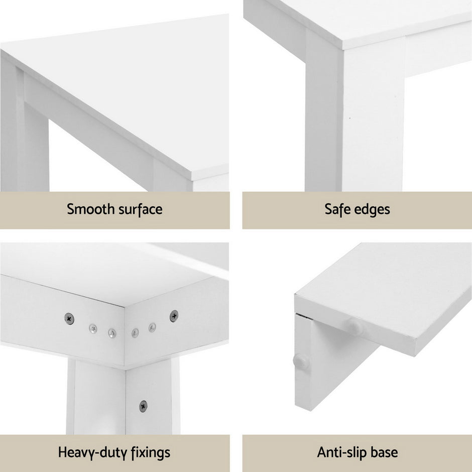 1 Artiss Dining Table and 4 Chairs Set White Wood