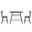 Artiss Dining Table Set 3PC Bistro Kitchen Storage Wine Rack Black Marble Style