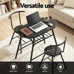 Artiss Dining Table Set 3PC Bistro Kitchen Storage Wine Rack Black Marble Style