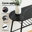 Artiss Dining Table Set 3PC Bistro Kitchen Storage Wine Rack Black Marble Style