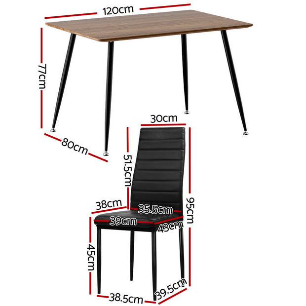 1 Artiss Dining Table and 4 Chairs Set Rectangle Metal