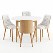 Artiss Dining Table and Chairs Set 5PCS Round 4 PU Leather Seater Dining Set White