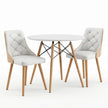 Artiss Dining Table and Chairs Set 3PCS 90cm 2 Seater Round Dining Set for Kitchen, Apartment, Dining Room White