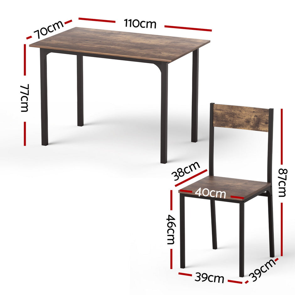 Artiss Dining Table and Chairs Set of 5 Compact Kitchen Furniture Rustic Brown