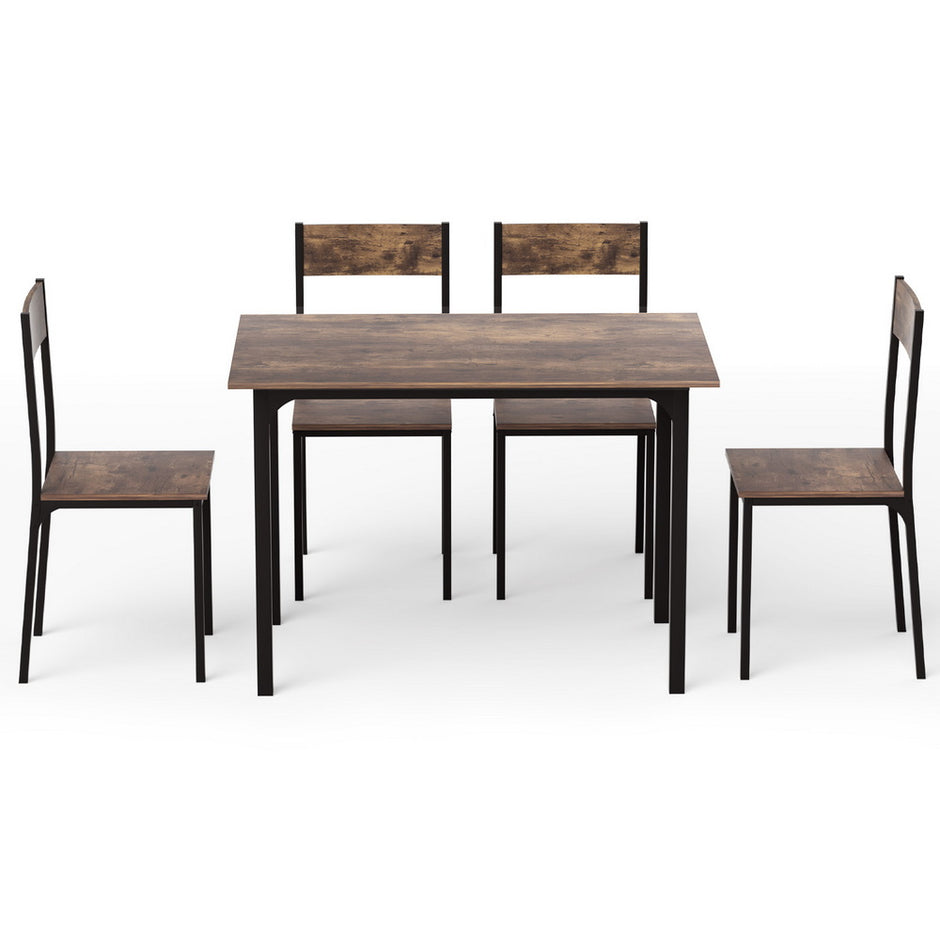 Artiss Dining Table and Chairs Set of 5 Compact Kitchen Furniture Rustic Brown