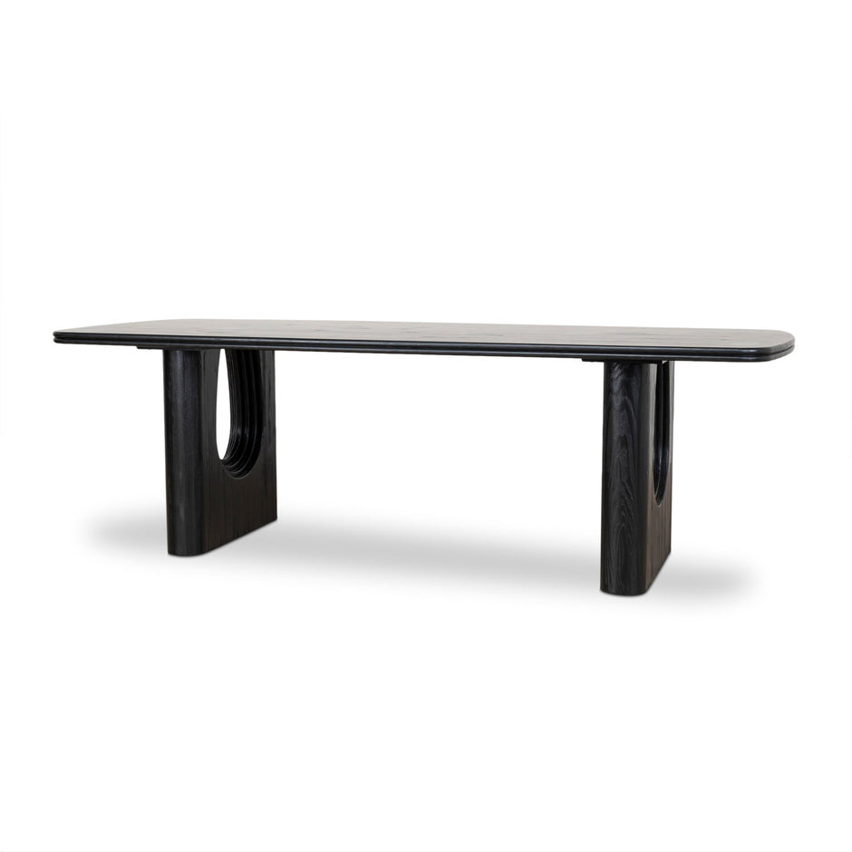 CDT10260-NI 2.4m Recycled Fir Dining Table - Full Black
