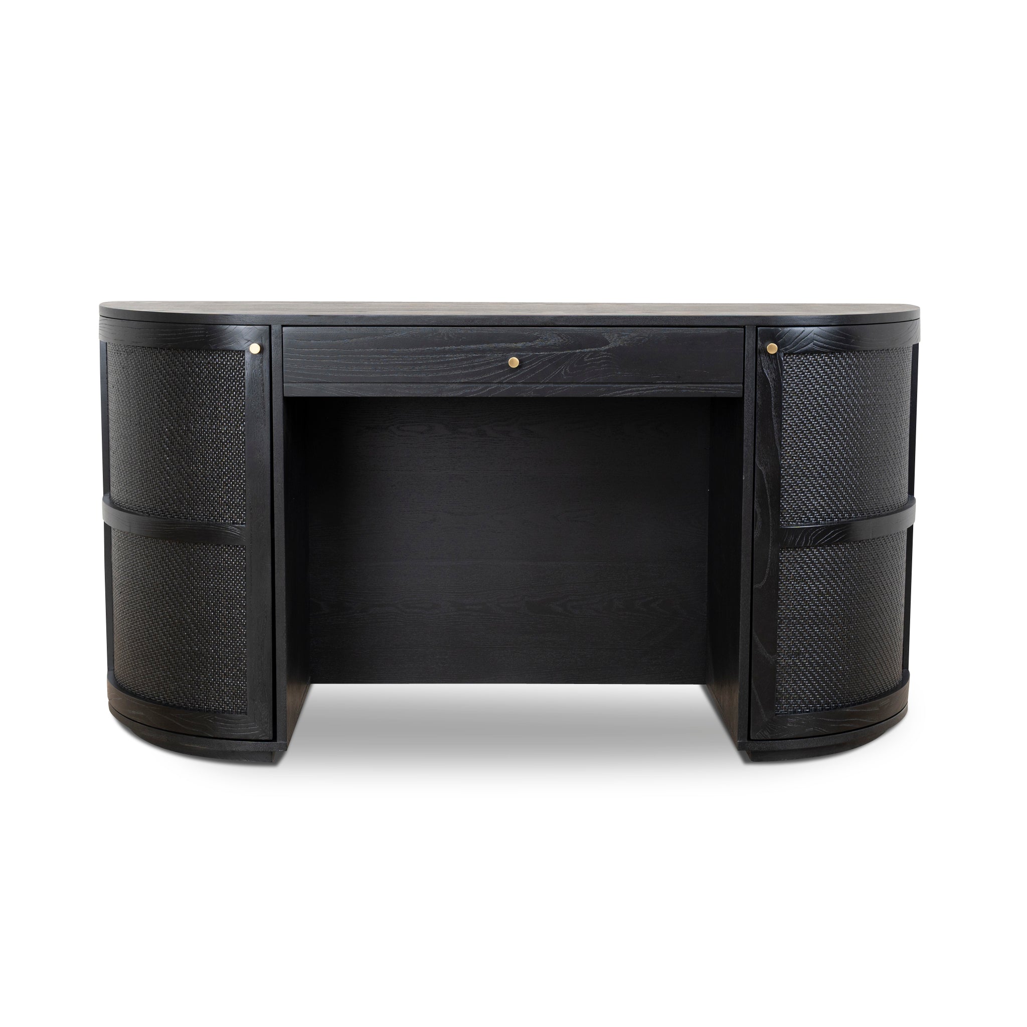 CDT10428-NI 1.55m Rattan Home Office Desk - Full Black