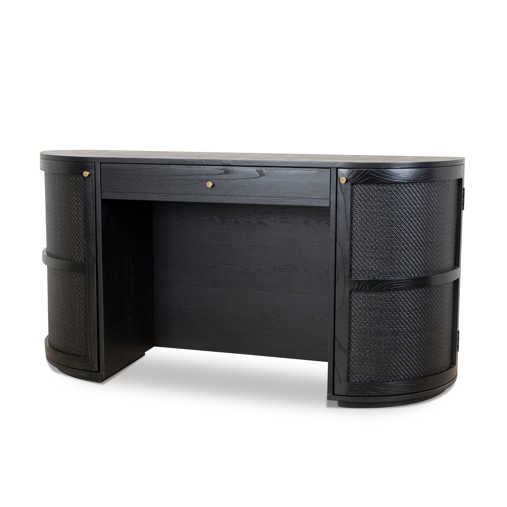 CDT10428-NI 1.55m Rattan Home Office Desk - Full Black