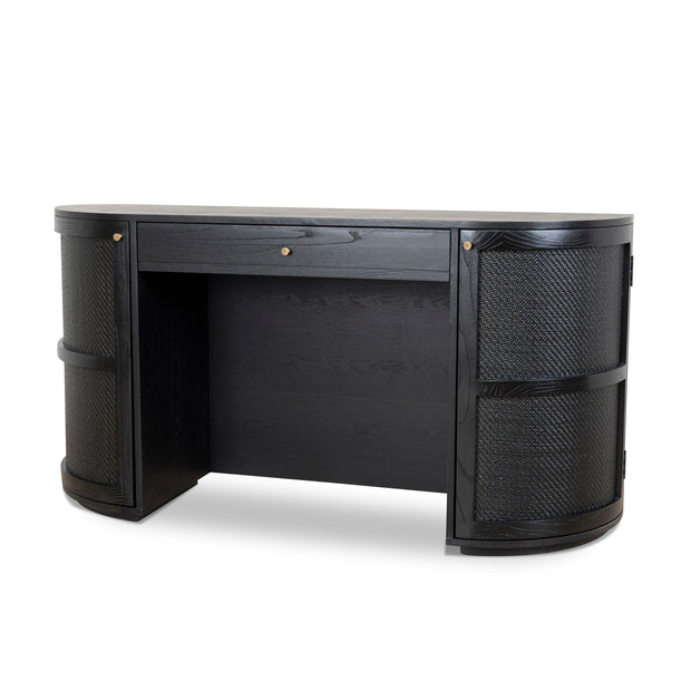 CDT10428-NI 1.55m Rattan Home Office Desk - Full Black