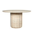 CDT12284-CO 1.3m Round Concrete Dining Table - Light Travertine Look