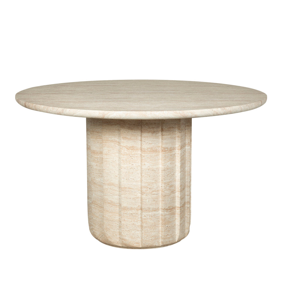 CDT12284-CO 1.3m Round Concrete Dining Table - Light Travertine Look