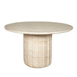 CDT12284-CO 1.3m Round Concrete Dining Table - Light Travertine Look
