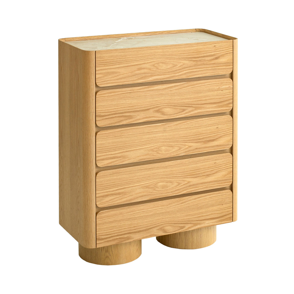 CDT12555-IG Stone Top Tallboy Drawer - Natural