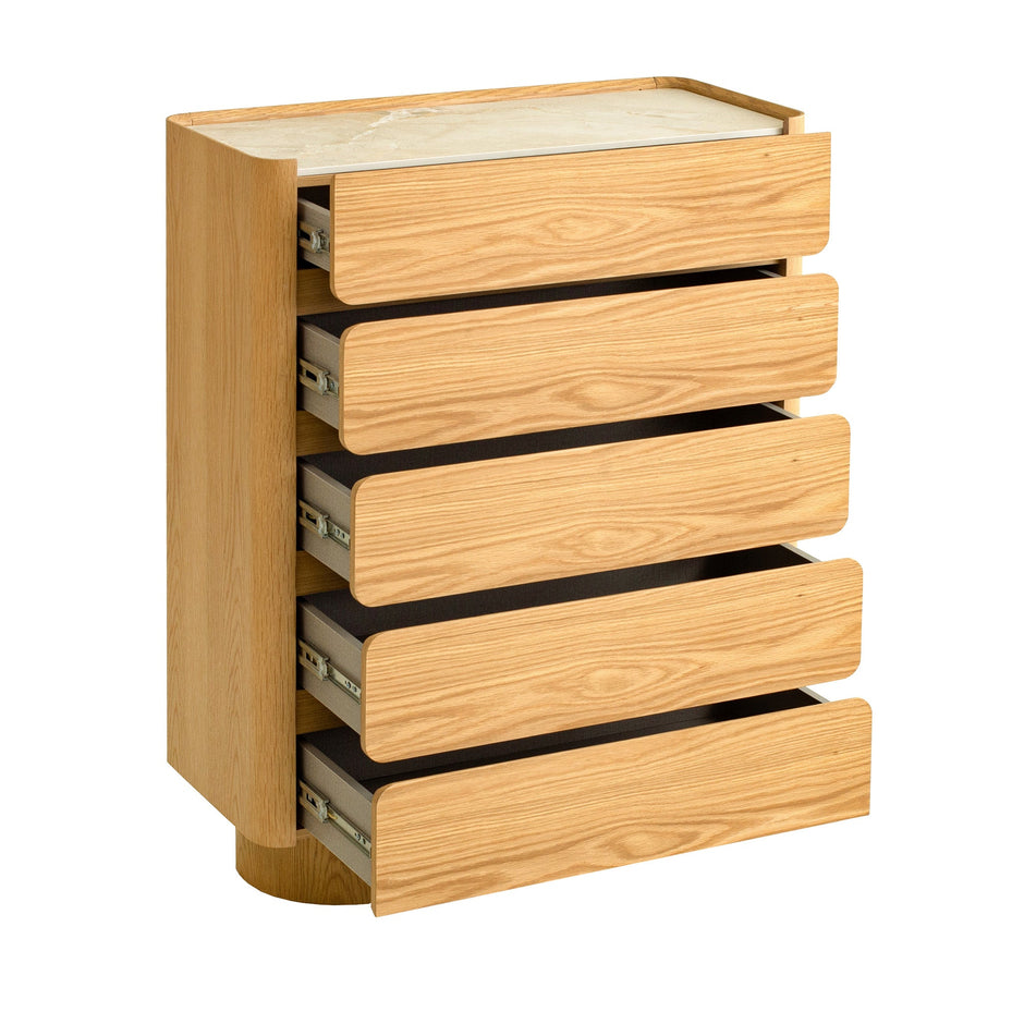 CDT12555-IG Stone Top Tallboy Drawer - Natural