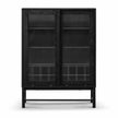 CDT6908-KD Black Bar Cabinet - Flute Glass Doors