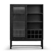 CDT6908-KD Black Bar Cabinet - Flute Glass Doors