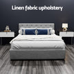 Artiss Bed Frame Queen Size Gas Lift Grey VILA