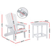 Gardeon Outdoor Table and Chairs HDPE Adirondack Beach Chair Sun Lounge Patio Furniture Garden White