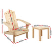 Gardeon 3PC Adirondack Outdoor Table and Chairs Wooden Beach Chair Natural