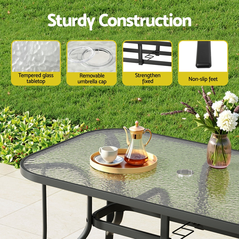 Gardeon 5PC Outdoor Dining Set Table and Chairs Patio Furniture Bistro Set Garden Black