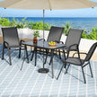 Gardeon 5PC Outdoor Dining Set Table and Chairs Patio Furniture Bistro Set Garden Grey