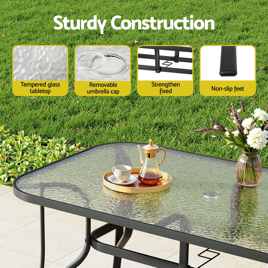 Gardeon 5PC Outdoor Dining Set Table and Chairs Patio Furniture Bistro Set Garden Black