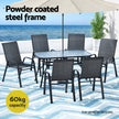 Gardeon 7PC Outdoor Dining Set Table and Chairs Patio Furniture Bistro Set Garden Black